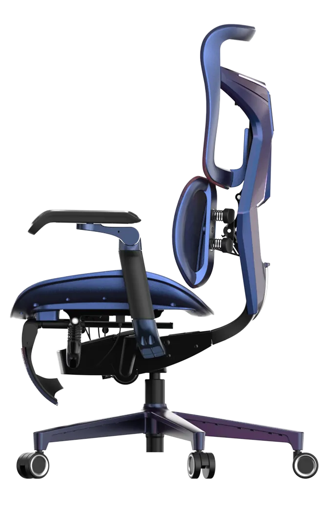Full left angle of the Xallking X3Pro ergonomic gaming chair in Australia with adjustable features on a clear background