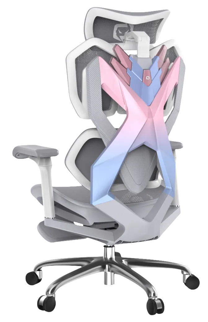 Left-side semi-back angle of the Xallking X5F ergonomic gaming chair in Australia, featuring a gradient backrest on a clear background.