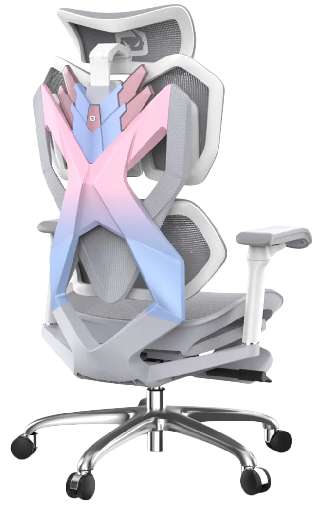 Right-side semi-back angle of the Xallking X5F ergonomic gaming chair in Australia, featuring a gradient backrest on a clear background.