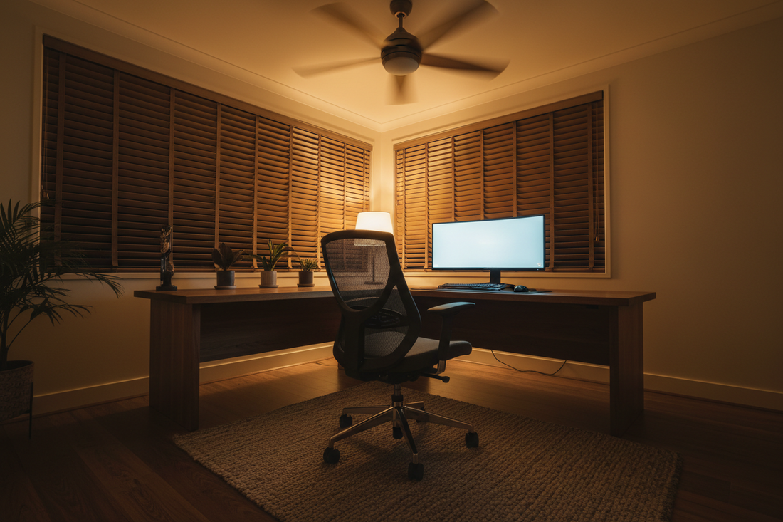 A Xallking X5C ergonomic gaming chair — full dark grey adaptive mesh construction, sleek modern profile, aluminium base — positioned at a gaming desk in a warm Australian gaming room at night.