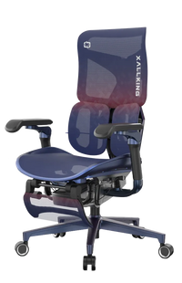 Left-side semi-front angle of the Xallking X3Pro ergonomic gaming chair in Australia with mesh backrest and 'X-Lacing' branding on a clear background