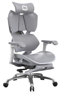 Right-side semi-front angle of the grey Xallking X5F ergonomic gaming chair in Australia on a clear background.