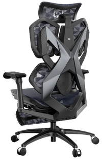 Right-side semi-back angle of the black Xallking X5S ergonomic gaming chair in Australia with mesh backrest on a clear background