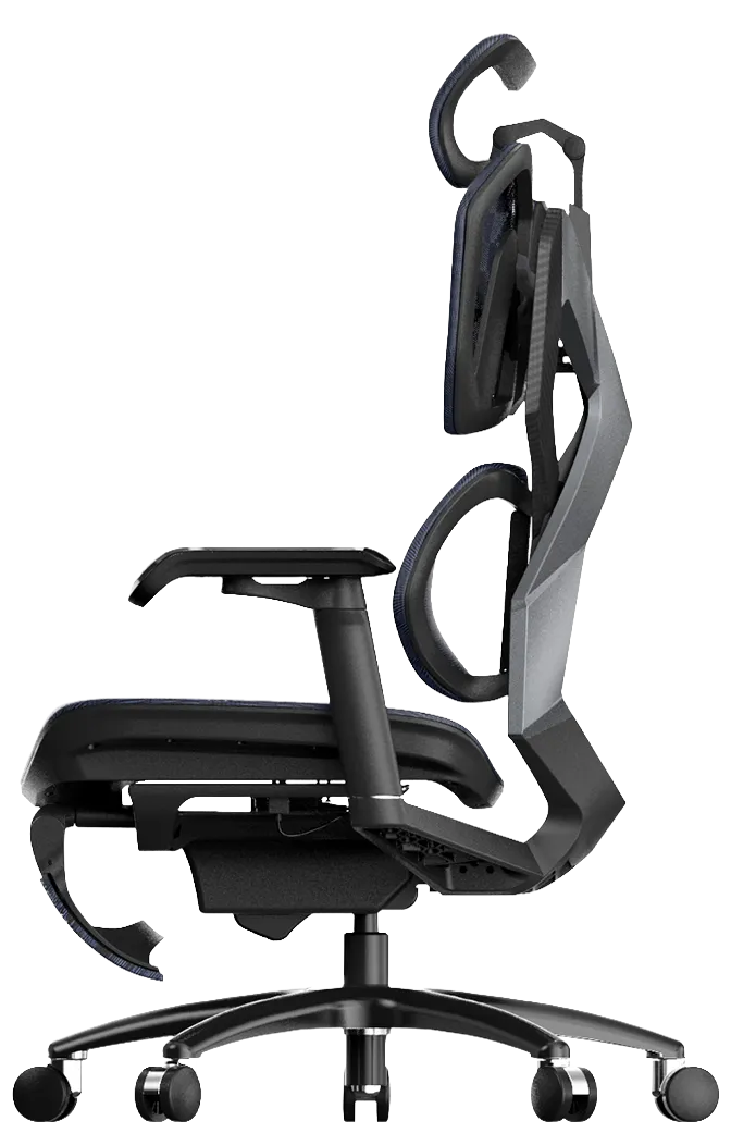 Left angle of Xallking X5S ergonomic gaming chair in Australia with adjustable headrest and armrests on a clear background