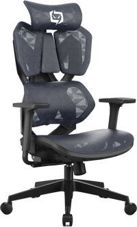 Semi right front side view of ergonomic gaming chair in Australia with mesh back and adjustable armrests on a transparent background