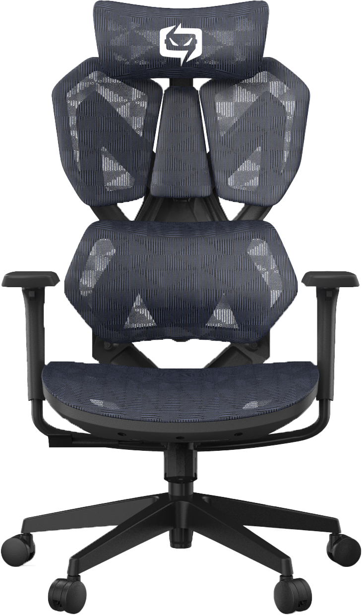 Ergonomic gaming chair in Australia with mesh backrest and adjustable armrests on a transparent background