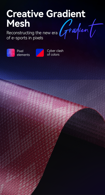 Gradient mesh design of an ergonomic gaming chair in Australia with text on a dark background