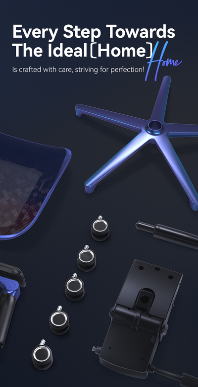 ergonomic gaming chair in Australia's chair parts on a dark surface with text about home improvement.