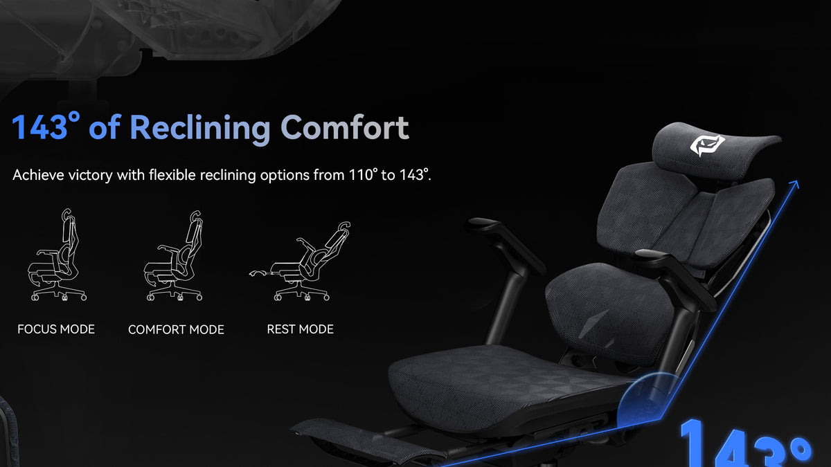 Xallking X5S ergonomic gaming chair in Australia with reclining options on a dark background